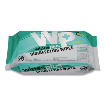 CLEANERS AND CHEMICALS | Carlisle 37701 WipesPlus 7 in. x 8 in. 1-Ply Disinfecting Surface Wipes - Lemon/White (12/Carton)