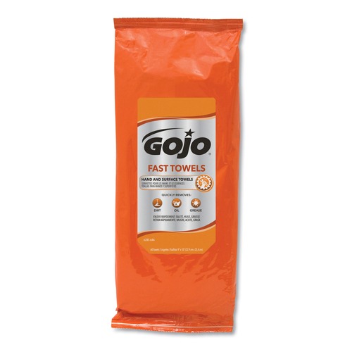 Paper Towels and Napkins | GOJO Industries 6285-06 7.75 in. x 11 in. 2-Ply FAST TOWELS Hand Cleaning Towels - Fresh Citrus, Blue (6 Packs/Carton) image number 0