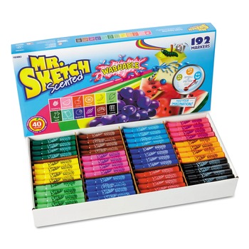  | Mr. Sketch 1924063 Washable Markers with Broad Chisel Tip - Assorted Colors (192/Set)