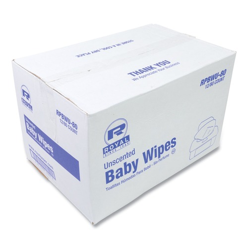 Hand Wipes | AmerCareRoyal RPBWU-80 Baby Wipes Tub - Unscented/White (960/Carton) image number 0