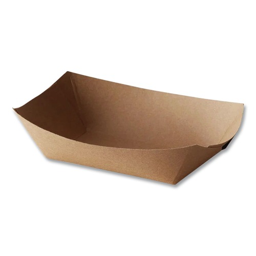 Food Trays, Containers, and Lids | Bagcraft 300699 EcoCraft Paper Food Tray with 3-lb. Capacity - Natural (500/Carton) image number 0
