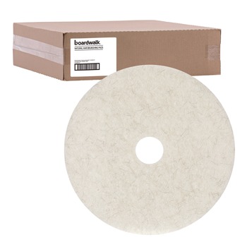 Boardwalk BWK4024NAT 24 in. Diameter Natural Burnishing Floor Pads - White (5/Carton)