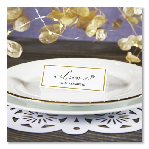 Tent Cards, White/Gold, 3.75