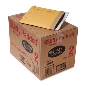 Sealed Air 67068 Jiffy #2 Paper Padding Self-Adhesive Closure 8.5 in. x 12 in. Padded Mailer - Natural Kraft (100/Carton)
