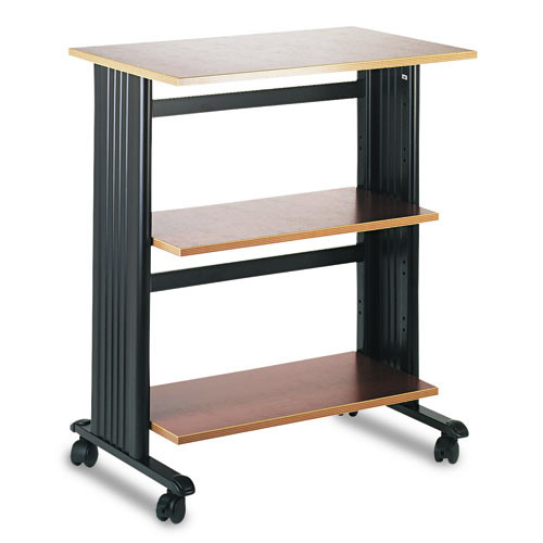 Office Desks & Workstations | Safco 1881CY 29.5 in. x 20 in. x 35 in. Muv Three Level Engineered Wood Machine Cart/Printer Stand - Cherry/Black image number 0