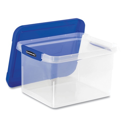 Boxes & Bins | Bankers Box 0086202 14 in. x 17.38 in. x 10.5 in. Heavy Duty Plastic File Storage - Clear/Blue (2/Pack) image number 0