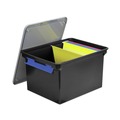 File Folders | Storex 61543U01C 18.5 in. x 14.25 in. x 10.88 in. Portable Letter/Legal File Tote with Locking Handles - Black/Silver image number 3
