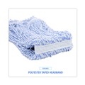 Just Launched | Boardwalk BWK543CT Narrow Floor Finish Rayon/Polyester Mop Head - Large, White/Blue (12/Carton) image number 7