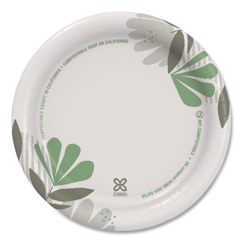 Dixie UX7WS Pathways Soak-Proof Shield WiseSize 6.88 in. Paper Plates - Green/Burgundy (125/Pack)