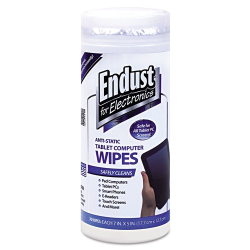 Hand Wipes | Endust for Electronics 12596 5 in. x 7 in. Tablet and Laptop Cleaning Wipes - Unscented White image number 0