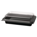Food Trays, Containers, and Lids | SOLO 844012-PM94 Creative Carryouts 8.75 in. x 6.2 in. x 2.2 in. Hinged Plastic Hot Deli Boxes - Black/Clear (200/Carton) image number 2