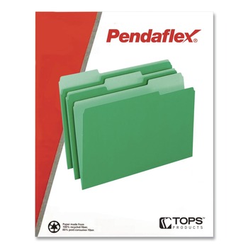 Pendaflex 4210 1/3 BGR Assorted 1/3-Cut Tabs Letter Size Interior File Folders - Bright Green (100/Box)