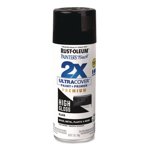 Painting | Rust-Oleum 331172 Painter's Touch 12 oz. Aerosol Can 2X Ultra Cover Spray Paint - High Gloss Black image number 0