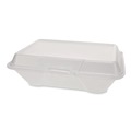 Food Trays, Containers, and Lids | Plastifar 12091 8 in. x 8.56 in. x 2.76 in. Secure Two Tab Latch Poly Bag Foam Hinged Lid Container - White (200/Pack) image number 2