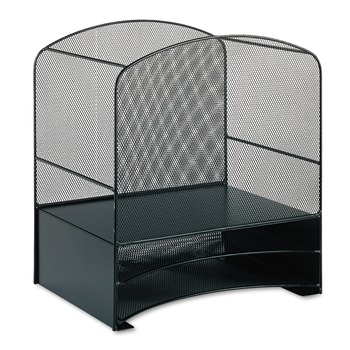 Safco 3260BL Onyx Mesh Desktop Hanging File With Two Horizontal Trays - Letter, Black