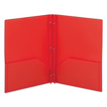 Smead 87727 11 in. x 8.5 in. 180-Sheet Capacity Poly 2-Pocket Folder with Fasteners - Red (25/Box)