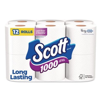 Scott 10060 1-Ply 4.1 in. x 3.7 in. Septic Safe Toilet Paper - White (48/Carton)