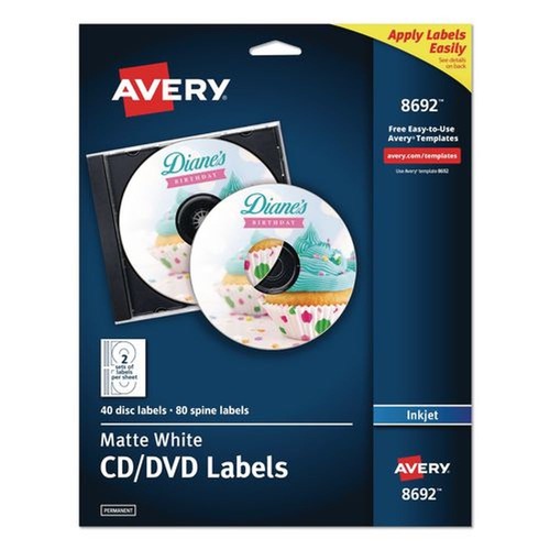 Labels | Avery 08692 Inkjet CD Labels - Matte White (40/Pack) image number 0