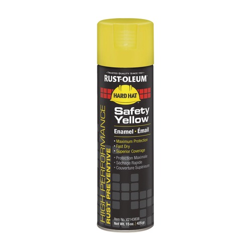 Painting | Rust-Oleum RSTV2143838CT Hard Hat 15 oz High Performance V2100 System Enamel Spray Paint - Gloss Safety Yellow (6/Carton) image number 0