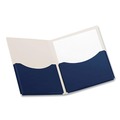 File Folders | Oxford 54443 11 in. x 8.5 in. 200-Sheet Capacity Double Stuff Gusseted 2-Pocket Laminated Paper Folder - Navy (20/Box) image number 1