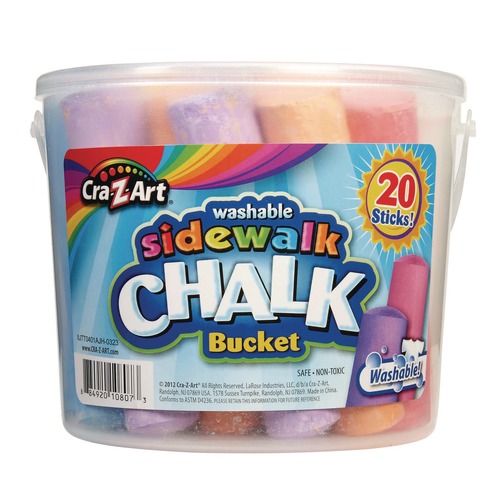 Arts & Crafts Supplies | Cra-Z-Art 108076 12.63 in. Washable Sidewalk Jumbo Chalk in Storage Bucket with Lid and Handle - Assorted Colors (20/Pack) image number 0
