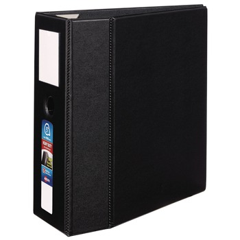 Avery 79996 3 Locking One Touch EZD Rings 5 in. Capacity 11 in. x 8.5 in. Heavy-Duty Non-View Binder with DuraHinge, Spine Label, and Thumb Notch - Black