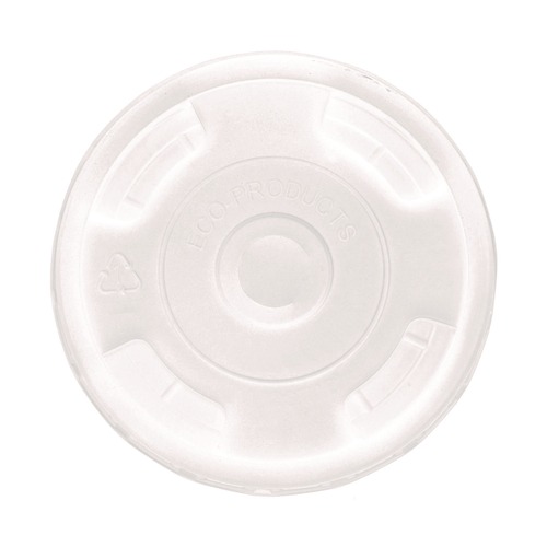 Cups and Lids | Eco-Products EP-CRFL BlueStripe Recycled Content 9 oz. to 24 oz. Cold Cup Flat Lids - Clear (10 Packs/Carton, 100/Pack) image number 0