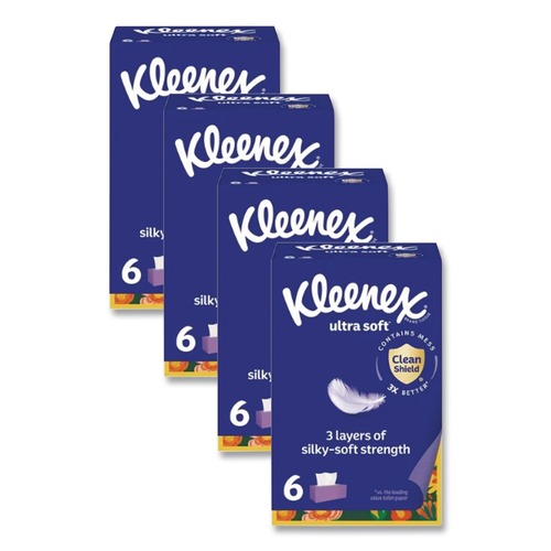 Tissues | Kleenex 54317 Ultra Soft 3-Ply Facial Tissue - White (4/Carton) image number 0