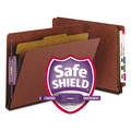 File Folders | Smead 26855 4 SafeSHIELD Fasteners 2 in. Expansion 1 Divider Letter Size End Tab Pressboard Classification Folders - Red (10/Box) image number 1