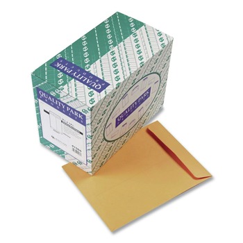 Quality Park QUA41565 9.5 x 12.5 Gummed Closure Square Flap Catalog Envelope - Brown Kraft (250/Box)