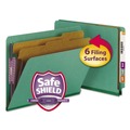 File Folders | Smead 26785 2 in. Expansion End Tab Pressboard Classification Folders with 6 SafeSHIELD Fasteners - Letter Size/Green (10/Box) image number 1