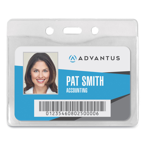 Label & Badge Holders | Advantus 75411 3.75 in. x 3.25 in. Holder 3.5 in. x 2.5 in. Insert Pre-Punched for Chain/Clip Horizontal Security ID Badge Holders - Clear (50/Box) image number 0