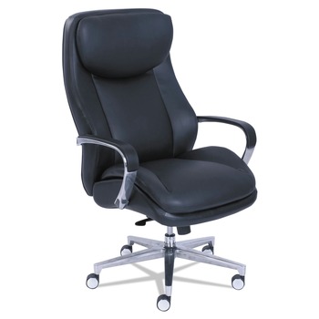 La-Z-Boy 48968 20.5 in. to 23.5 in. Seat Height Commercial 2000 Big/Tall Executive Chair Supports Up to 400 lbs. - Black Seat/Back, Silver Base