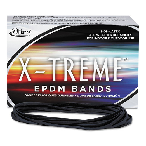 Rubber Bands | Alliance 02004 1 lbs. Box Size 117B 0.08 in. Gauge X-Treme Rubber Bands - Black (1-Box) image number 0