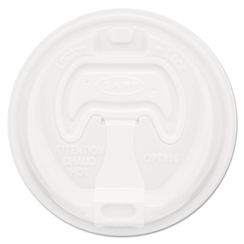 Dart 16RCL Optima Reclosable Lids for 12 - 24 oz. Hot Cups - White (100/Pack)