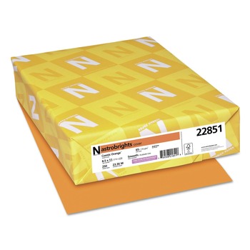 Astrobrights 22851 65 lbs. 8.5 in. x 11 in. Colored Cardstock - Cosmic Orange (250/Pack)