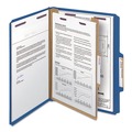 File Folders | Smead 13732 4-Section Pressboard Top Tab Classification Folders with 4 SafeSHIELD Fasteners - Letter Size/Dark Blue (10/Box) image number 2