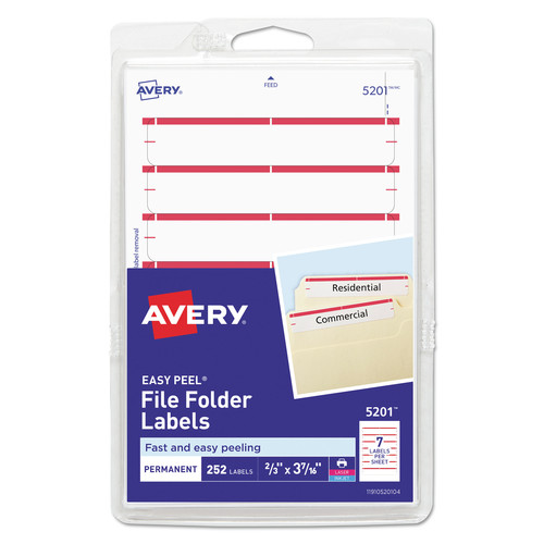 Labels | Avery 05201 0.69 in. x 3.44 in. Permanent File Folder Labels - White (252/Pack) image number 0