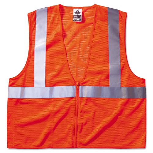 Safety & First Aid | Ergodyne 21045 Polyester Mesh GloWear 8210Z Class 2 Economy Vest with Zipper Closure - Large to Extra Large ,Orange image number 0
