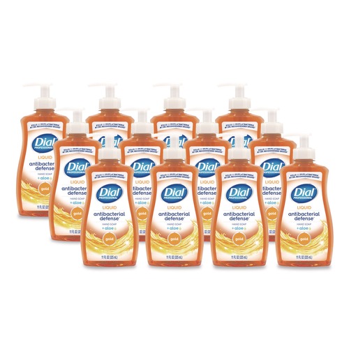Hand Soaps | Dial Professional 1700035470 11 oz. Pump Bottle Antibacterial Defense Gold Hand Soap Plus Aloe - Original (12/Carton) image number 0