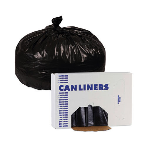 Trash & Waste Bins | Boardwalk H7658WKK 60 Gallon 1.7 mil 38 in. x 58 in. Flat Pack Linear Low Density Industrial Can Liners - Black (100/Carton) image number 0