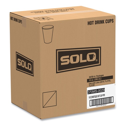 Cups and Lids | SOLO 370MS-0029 Mistique Design 10 oz Single Sided Poly Paper Hot Cups (50/Bag, 20 Bags/Carton) image number 0