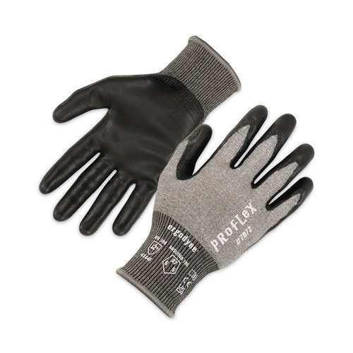 Cleaning Gloves | Ergodyne 10304 ProFlex 7072 ANSI A7 Nitrile-Coated CR Gloves, Gray, Large, 12 Pairs/Pack image number 0