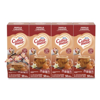 Coffee-Mate 12182156 0.38 oz. Mini Cups Liquid Coffee Creamer - Vanilla Caramel (200/Carton)
