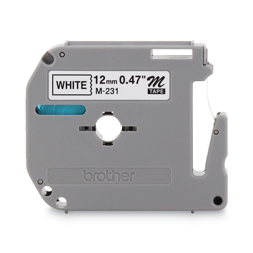 Labels | Brother P-Touch M231 0.47 in. x 26.2 ft. M Series Tape Cartridge for P-Touch Labelers - Black on White image number 0