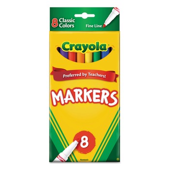 Crayola 587709 Non-Washable Fine Bullet Tip Marker - Assorted Classic Colors (8/Set)