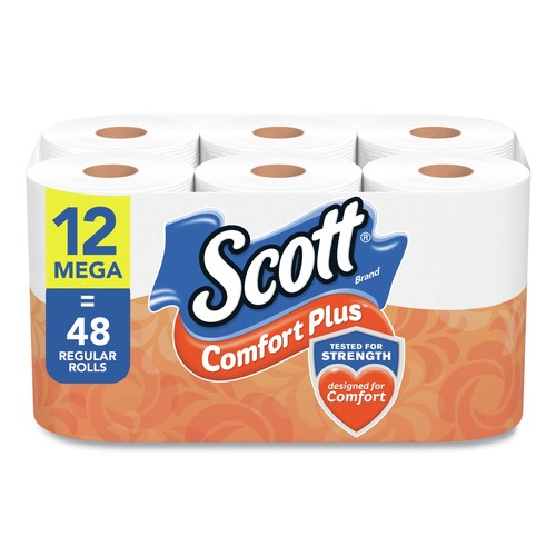 Toilet Paper | Scott 54245 ComfortPlus 1-Ply Septic Safe Mega Roll Toilet Paper - White (24/Carton) image number 0
