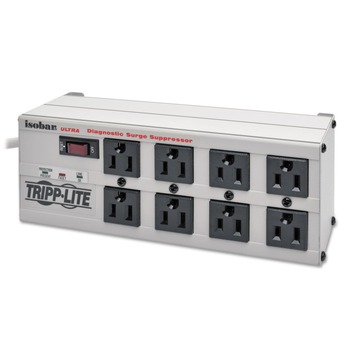 Tripp Lite ISOBAR8 ULTRA 8 AC Outlets 12 ft. Cord 3,840 J Isobar Surge Protector - Light Gray