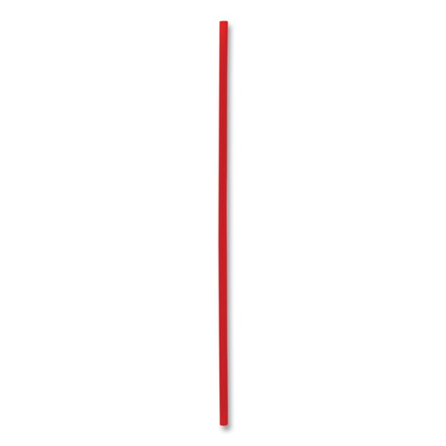 Cutlery | Boardwalk BWKSTRU525R10 5.25 in. Polypropylene Single-Tube Stir-Straws - Red (10000/Carton) image number 0