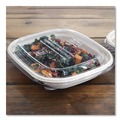 Food Trays, Containers, and Lids | World Centric CTLCS3 8.8 in. x 6.9 in. x 0.8 in. Plastic PLA Lids for Fiber Containers - Clear (400/Carton) image number 5